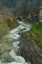 Beautiful Sinuous River With Brave Water And A Roman Bridge In The Background In The Gorbeia Natural Park. Arquitecture Nature Lan Royalty Free Stock Photo