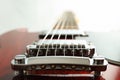 Beautiful six - string electric guitar on white background Royalty Free Stock Photo