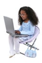 Beautiful Six Year Old Girl With Laptop Over White Royalty Free Stock Photo