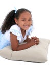 Beautiful Six Year Old Girl In Pajamas Over White Royalty Free Stock Photo