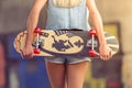 Beautiful skateboarding girl Royalty Free Stock Photo