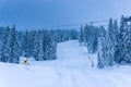 Beautiful ski landscape during sunset