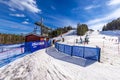 Beautiful ski track on a snowy hill on a sunny day in Oslo