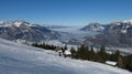 Beautiful skiing day in the ski area Pizol Royalty Free Stock Photo