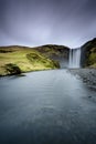 Amazing landscape at sunset in the most popular waterfall in Iceland Royalty Free Stock Photo