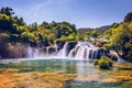 Beautiful Skradinski Buk Waterfall In Krka National Park, Dalmatia, Croatia, Europe. The magical waterfalls of Krka National Park Royalty Free Stock Photo