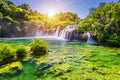 Beautiful Skradinski Buk Waterfall In Krka National Park, Dalmatia, Croatia, Europe. The magical waterfalls of Krka National Park Royalty Free Stock Photo