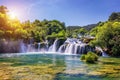Beautiful Skradinski Buk Waterfall In Krka National Park, Dalmatia, Croatia, Europe. The magical waterfalls of Krka National Park