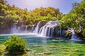 Beautiful Skradinski Buk Waterfall In Krka National Park, Dalmatia, Croatia, Europe. The magical waterfalls of Krka National Park Royalty Free Stock Photo