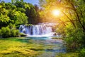 Beautiful Skradinski Buk Waterfall In Krka National Park, Dalmatia, Croatia, Europe. The magical waterfalls of Krka National Park Royalty Free Stock Photo