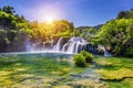 Beautiful Skradinski Buk Waterfall In Krka National Park, Dalmatia, Croatia, Europe. The magical waterfalls of Krka National Park Royalty Free Stock Photo