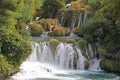 Beautiful Skradinski Buk Waterfall In Krka National Park in early autumn, famous travel destination in Dalmatia of Croatia. Europe Royalty Free Stock Photo