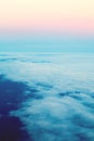 Beautiful sky above clouds, dawn pastel color. View sky from plane Royalty Free Stock Photo