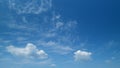 Beautiful sky background with picturesque cirrus clouds. Blue sky called mare s tails indicate fine weather. Timelapse. Royalty Free Stock Photo
