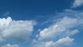 Beautiful sky background with picturesque cirrus and cumulus on different layers clouds. Blue sky called mare s tails Royalty Free Stock Photo
