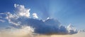 Beautiful sky with big storm cloud and sun light, horizon skyline cloudscape background Royalty Free Stock Photo