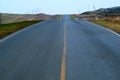 Beautiful sky cloud and asphalt ,Road and yellow line landscape argentina Royalty Free Stock Photo