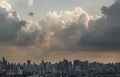 Beautiful sky and cloud view of Bangkok with skyscrapers in the business district in the afternoon