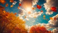 beautiful sky clouds, autumn, sunlight weather natural Royalty Free Stock Photo