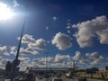 Beautiful sky with clouds in Baku, view from the car. Azerbaijan