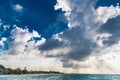 Beautiful sky with clouds and sun and beach Royalty Free Stock Photo