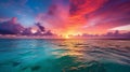 beautiful sky with colorful sunset over ocean on Maldives Royalty Free Stock Photo
