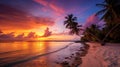 beautiful sky with colorful sunset over ocean on Maldives Royalty Free Stock Photo