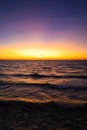 Beautiful sky evening sea Beach and Clouds at sunset , Panoramic scene view . Natural background Royalty Free Stock Photo