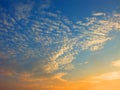 Beautiful sky in the evening, floating clouds, cool white When the sun is going to hide the horizon