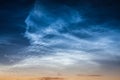 Beautiful sky phenomenon noctilucent clouds