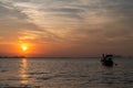 beautiful sky on sunrise with fishing boat at Koh mook.Trang, Thailand Royalty Free Stock Photo