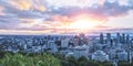 Beautiful sky and sunrise light over Montreal city in the morning time. Amazing view from Mont-Royal with colorful blue Royalty Free Stock Photo