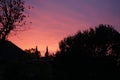 Beautiful sky at sunset over the autumn garden. Berlin, Germany Royalty Free Stock Photo