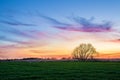 Beautiful sky after sunset over the field, Poland Royalty Free Stock Photo