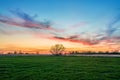 Beautiful sky after sunset over the field, Poland Royalty Free Stock Photo