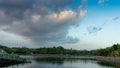 Beautiful sky view on the lake in the afternoon