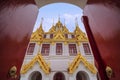 Beautiful sky and Wat Ratchanatdaram Temple in Bangkok, Thailand. Thai architecture Royalty Free Stock Photo