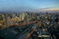 Beautiful skyline at dusk of osaka japan