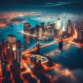 A beautiful skyline of New York at night sight, city view, usa, landscape Royalty Free Stock Photo