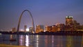 Beautiful skyline of St Louis with Gateway Arch by night - ST. LOUIS, UNITED STATES - JUNE 19, 2019 Royalty Free Stock Photo