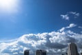 Beautiful skyscape of the city with cloudy sky in shiny day