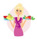 Beautiful slender girl encourages a healthy diet Royalty Free Stock Photo