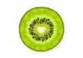 Beautiful slice of fresh juicy kiwi fruit with heart symbol isolated on white Royalty Free Stock Photo