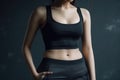 Beautiful Slim Body Woman in Sportwear Showing Her Slim Waist extreme closeup. Generative AI Royalty Free Stock Photo