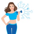 Beautiful slim girl and components of its success infographics