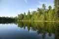 Beautiful small blue lake in northern Minnesota on a calm summer morning Royalty Free Stock Photo