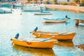 Beautiful small boats in the harbor of a small town Postira - Croatia, island Brac Royalty Free Stock Photo