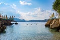 Beautiful small Cinarlar beach on mediterranean sea in Kas town, Turkey Royalty Free Stock Photo