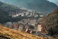 Beautiful and small town of Ribes de Freser in Catalonia, Spain. View of the village from above from the mountain