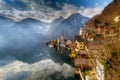 Beautiful small village of Hallstatt in the Austrian alps on the shore of Hallstatter See. Royalty Free Stock Photo